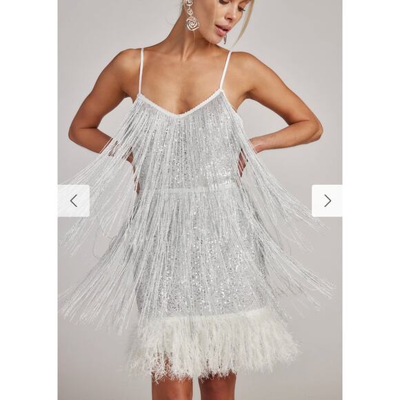 Disco Fever Silver Fringe Mini Dress - Picture 10 of 13